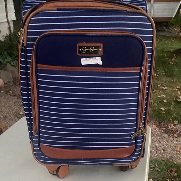 Jessica Simpson Blue and Brown Striped Travel Bag - Picture 1 of 7